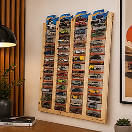 Regular Kart Rafı, Doğal Ahşap Regular Kart Sergileme Vitrini, Kutusunda Card Oyuncak Araba rafı-Natural