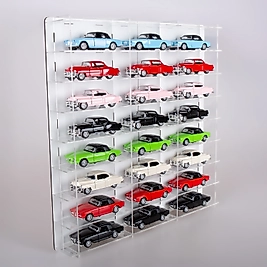 1/32 Hotwheels Matchbox Oyuncak Hobi  24 Araçlık 1:32 Model Araç Rafı,Kapaksız Standard Model Beyaz