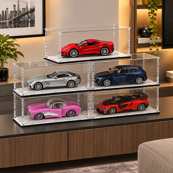 1:32 Diecast Akrilik Sergileme Kutusu 5’li Paket, Şeffaf Pleksi Vitrin 17x8x8 cm İç Boyut