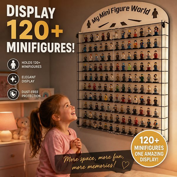 Pleksi Kapaklı 120 Minifigür Lego Uyumlu Vitrin,Akrilik kapak Minyatürler Figür oyuncak duvar rafı