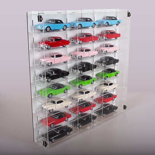 GOODSIGN Pleksi Kapak ve Pleksi Çıtalı - 1/32 Hotwheels Matchbox Oyuncak Hobi Koleksiyon 24 Araçlık Model Araç Rafı