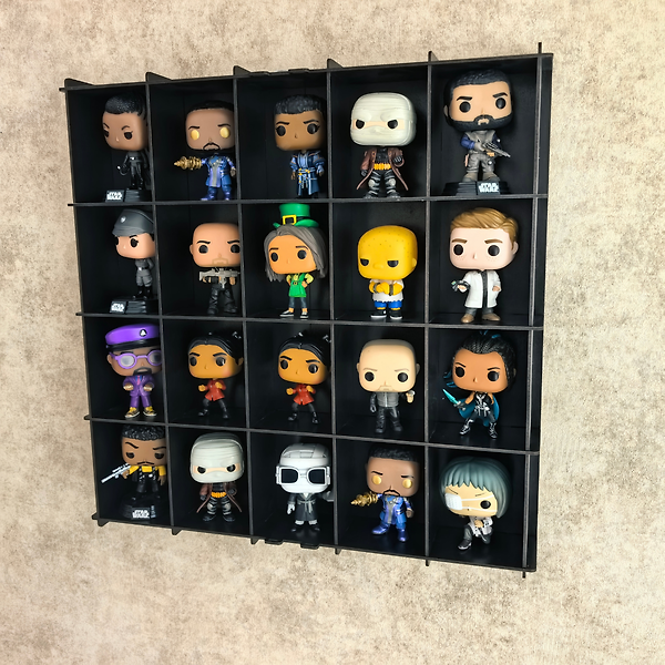 Siyah-Pleksi Kapak Funko Figür Vitrini, Koleksiyon Rafı, Duvar Vitrini, Pleksi Kapaklı Sergileme Dolabı, 20 Bölmeli Koleksiyonluk Figür Standı