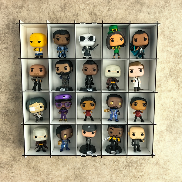Beyaz-Pleksi Kapak Funko Figür Vitrini, Koleksiyon Rafı, Duvar Vitrini, Pleksi Kapaklı Sergileme Dolabı, 20 Bölmeli Koleksiyonluk Figür Standı