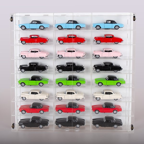 GOODSIGN Pleksi Kapak ve Pleksi Çıtalı - 1/32 Hotwheels Matchbox Oyuncak Hobi Koleksiyon 24 Araçlık Model Araç Rafı