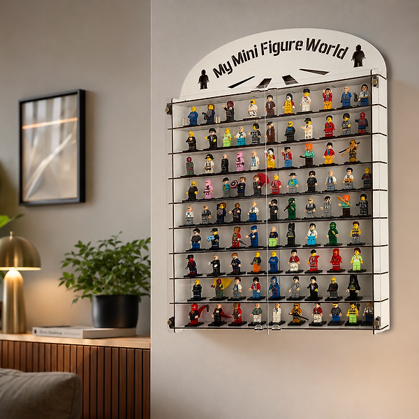 Pleksi Kapaklı 120 Minifigür Lego Uyumlu Vitrin,Akrilik kapak Minyatürler Figür oyuncak duvar rafı