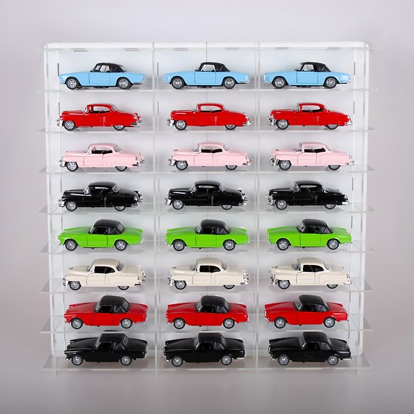1/32 Hotwheels Matchbox Oyuncak Hobi  24 Araçlık 1:32 Model Araç Rafı,Kapaksız Standard Model Beyaz
