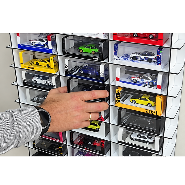 1:64 Diecast Araç Vitrini, Pleksi Kutulu Model Araba Sergileme Rafı, 24 Bölmeli Duvar Ünitesi, Pleksi Kapaklı, Ücretsiz Kargo
