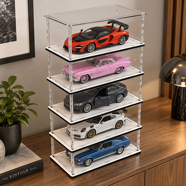 1:64 Diecast Akrilik Sergileme Kutusu 5’li Paket, Şeffaf Pleksi Vitrin 12x5x5 cm İç Boyut