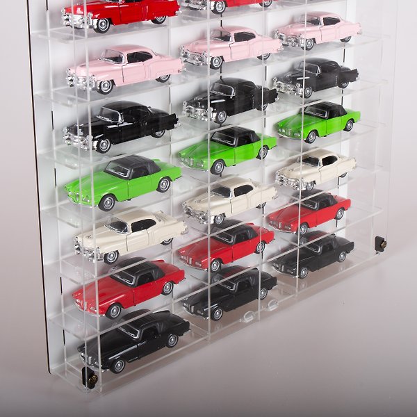 GOODSIGN Pleksi Kapak ve Pleksi Çıtalı - 1/32 Hotwheels Matchbox Oyuncak Hobi Koleksiyon 24 Araçlık Model Araç Rafı