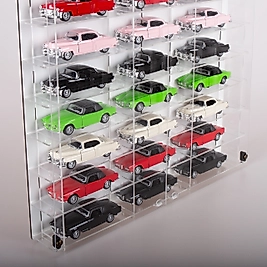 GOODSIGN Pleksi Kapak ve Pleksi Çıtalı - 1/32 Hotwheels Matchbox Oyuncak Hobi Koleksiyon 24 Araçlık Model Araç Rafı