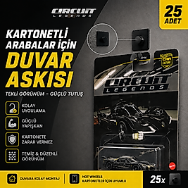 Kartonetli Model Arabalar İçin Duvar Askısı (25'li Paket) – Siyah