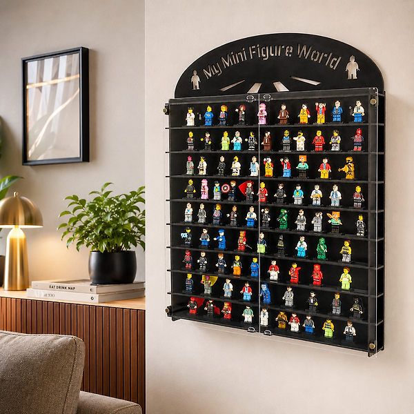 Pleksi Kapaklı 120 Minifigür Lego Uyumlu Vitrin,Akrilik kapak Minyatürler Figür oyuncak duvar rafı