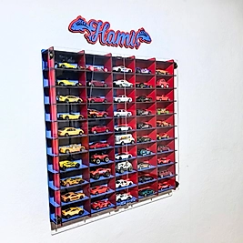 Pleksi Kapaklı 1/64 Ölçek 50Araçlık Hotwheels Matchbox metal araç Uyumlu Model Oyuncak Araba Rafı