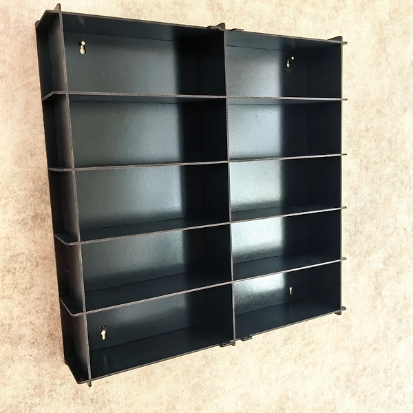 Siyah- 1:24 Araba Sergileme Vitrini Ahşap Duvar Rafı Pleksi Kapaklı Koleksiyon Kutusu Model Araç Display Case 10 Bölmeli