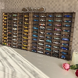 1/64 Hotwheels Matchbox Uyumlu Hobi Koleksiyon 100LÜ Set Model Oyuncak Araba Rafı Kahve