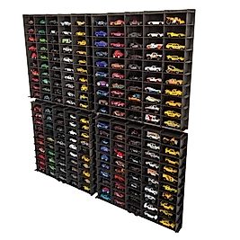 Standard 200 Araç Oyuncak Araba Rafı, 1:64 Ölçek Uyumlu Metal Oyuncak Araç Garaj Duvar Vitrini