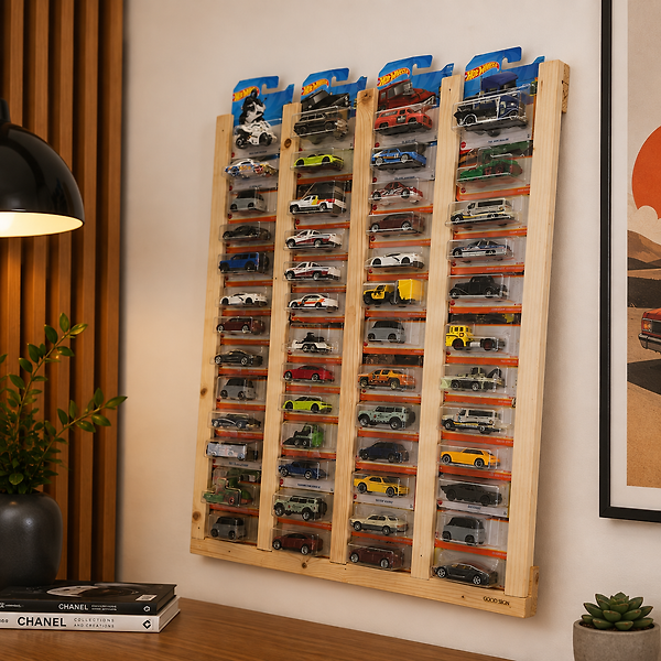 Regular Kart Rafı, Doğal Ahşap Regular Kart Sergileme Vitrini, Kutusunda Card Oyuncak Araba rafı-Natural