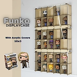 Pleksi Kapak  10 x 3 Funko Pop Figür Stand, Funko Sergileme Vitrini