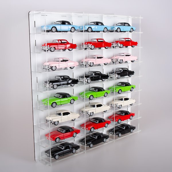 1/32 Hotwheels Matchbox Oyuncak Hobi  24 Araçlık 1:32 Model Araç Rafı,Kapaksız Standard Model Beyaz