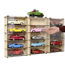 Pleksi Kapaklı 5 x 3 1/24 Model Araba Stand, 1-24 Diecast Model Araba Sergileme Vitrini
