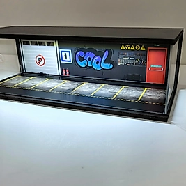 Diorama Garaj 1/64 Ölçek 8, LED Işıklı USB Kablolu Model Araba Pleksi Kapaklı Dekoratif Vitrin