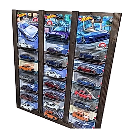 Premium Kart Sergileme Standı , Kartonet Doğal Ahşap Sergileme Vitrini, Oyuncak Araba Rafı