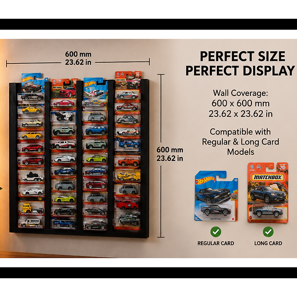 Regular Kart Rafı, Doğal Ahşap Regular Kart Sergileme Vitrini, Kutusunda Card Oyuncak Araba rafı Siyah