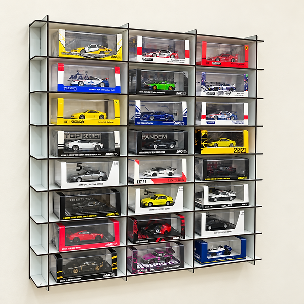 1:64 Diecast Araç Vitrini, Pleksi Kutulu Model Araba Sergileme Rafı, 24 Bölmeli Duvar Ünitesi, Pleksi Kapaklı, Ücretsiz Kargo