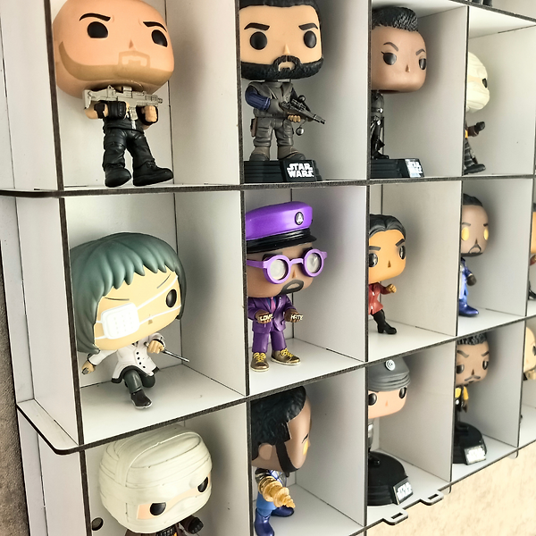 Beyaz-Pleksi Kapak Funko Figür Vitrini, Koleksiyon Rafı, Duvar Vitrini, Pleksi Kapaklı Sergileme Dolabı, 20 Bölmeli Koleksiyonluk Figür Standı