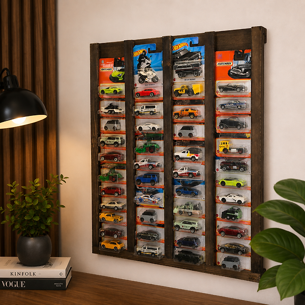 Regular Kart Rafı, Doğal Ahşap Regular Kart Sergileme Vitrini, Kutusunda Card Oyuncak Araba rafı Ceviz