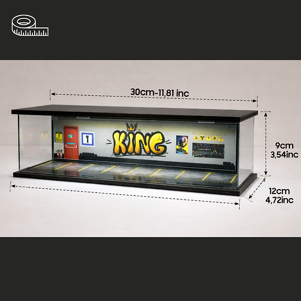 Diorama Garaj 1/64 Ölçek 8, LED Işıklı USB Kablolu Model Araba Pleksi Kapaklı Dekoratif Vitrin