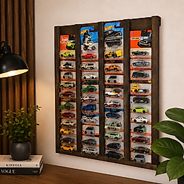 Regular Kart Rafı, Doğal Ahşap Regular Kart Sergileme Vitrini, Kutusunda Card Oyuncak Araba rafı Ceviz