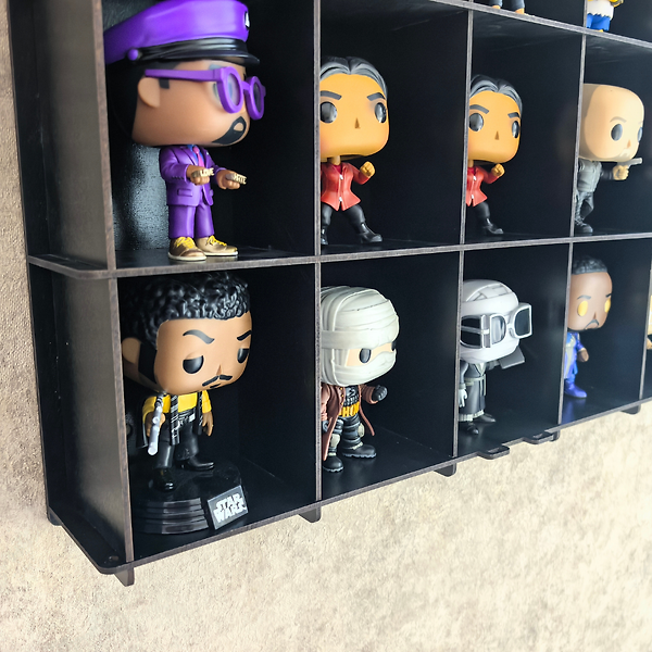 Siyah-Pleksi Kapak Funko Figür Vitrini, Koleksiyon Rafı, Duvar Vitrini, Pleksi Kapaklı Sergileme Dolabı, 20 Bölmeli Koleksiyonluk Figür Standı